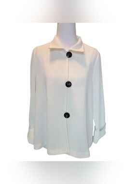 IC By Connie K White Textured 3 Button Blazer Jacket